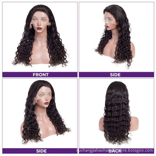 2021 hot wholesale cheap price 100% brazilian virgin human hair loose deep water wave black short wig machine made wig